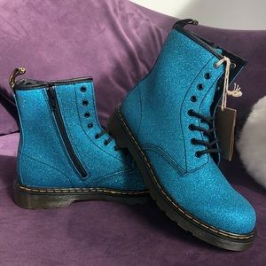 Blue glittery Doc Marten boots